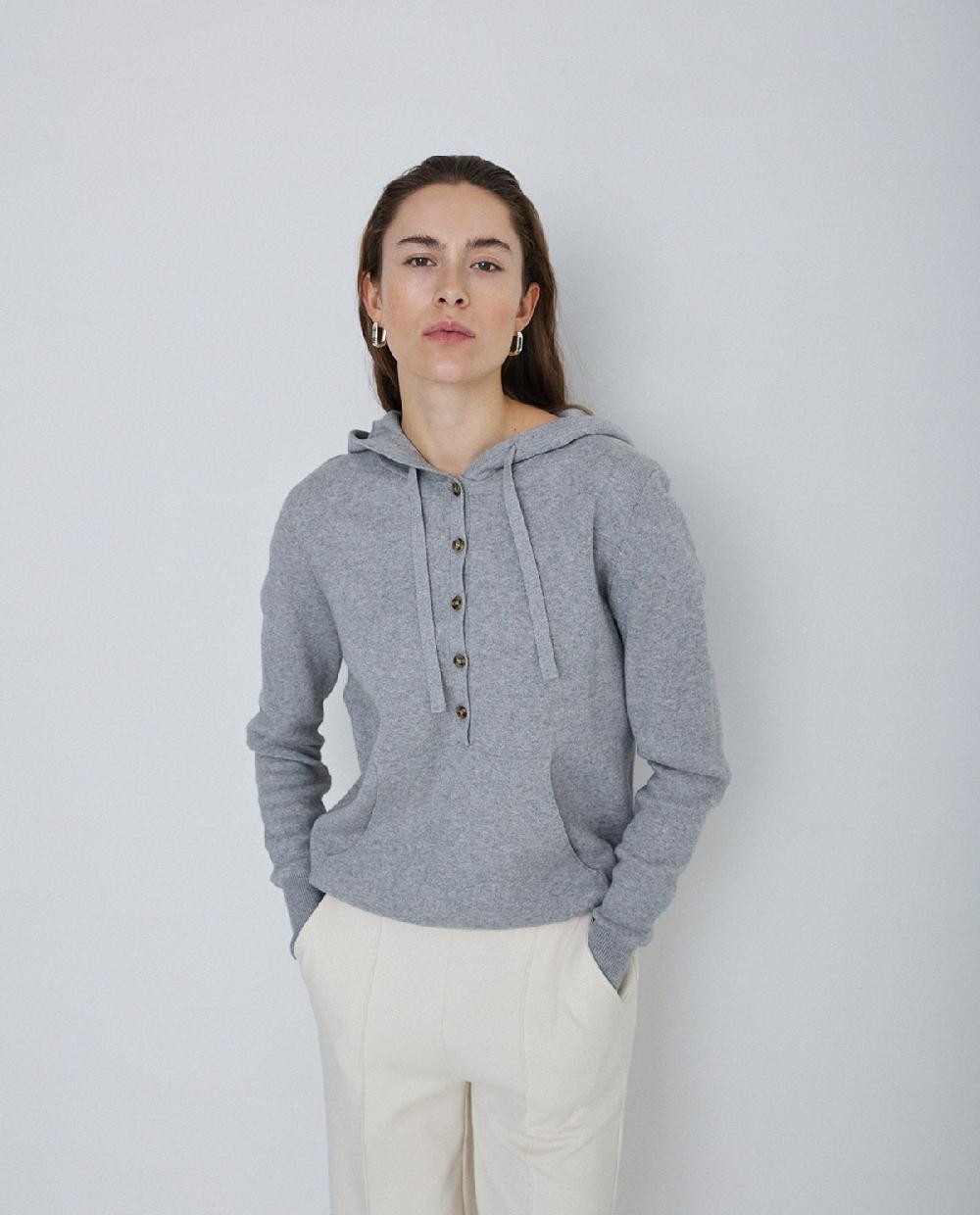 Yerse Jersey Algodón Orgánico Capucha Gris