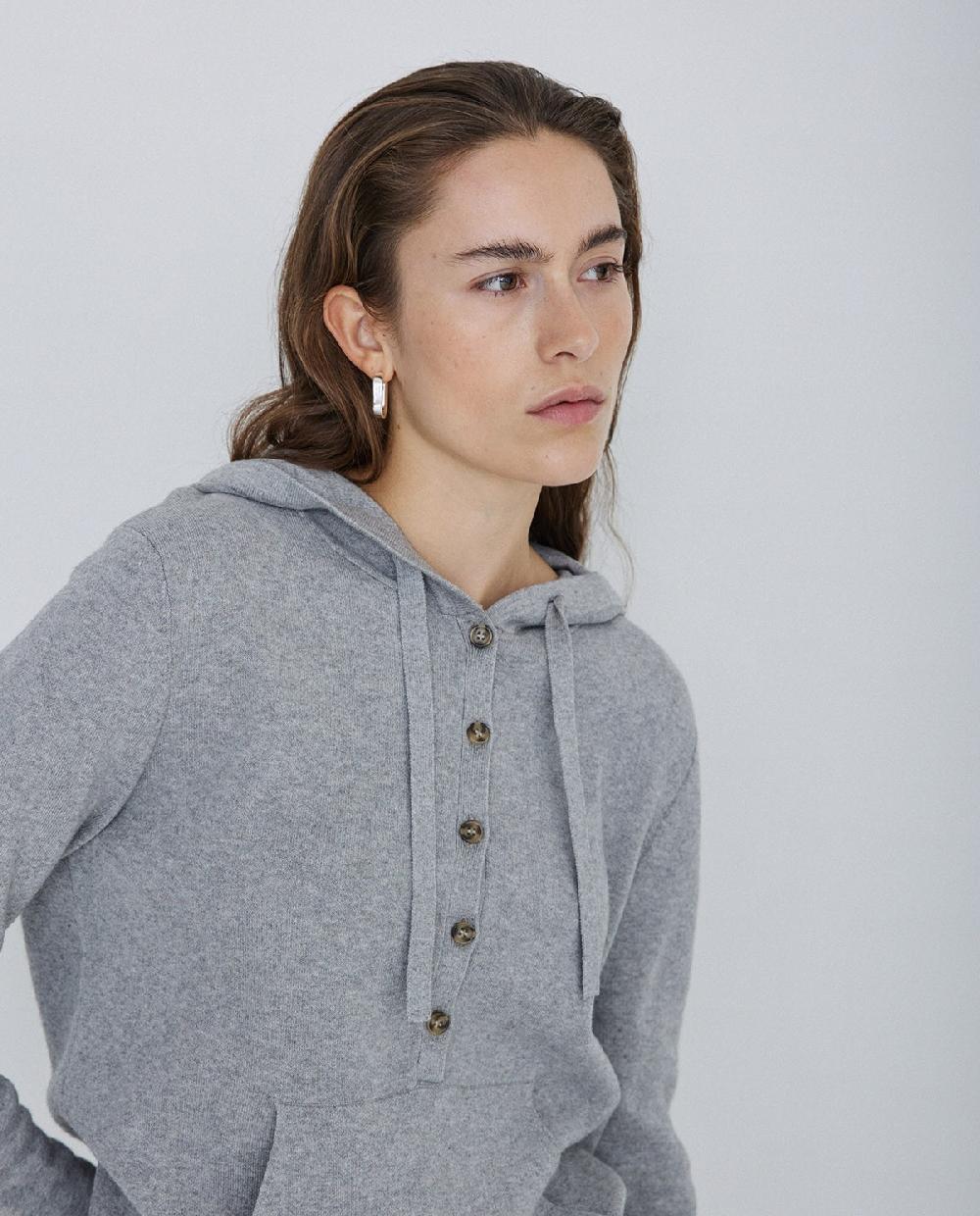 yerse Jersey algodón orgánico capucha gris