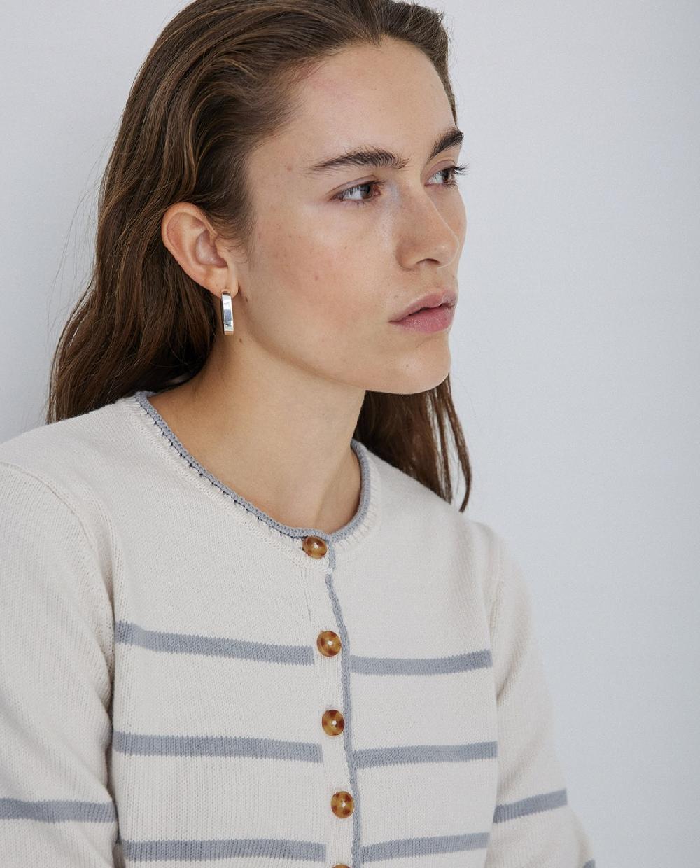 Yerse Jersey Algodón Orgánico Rayas Gris