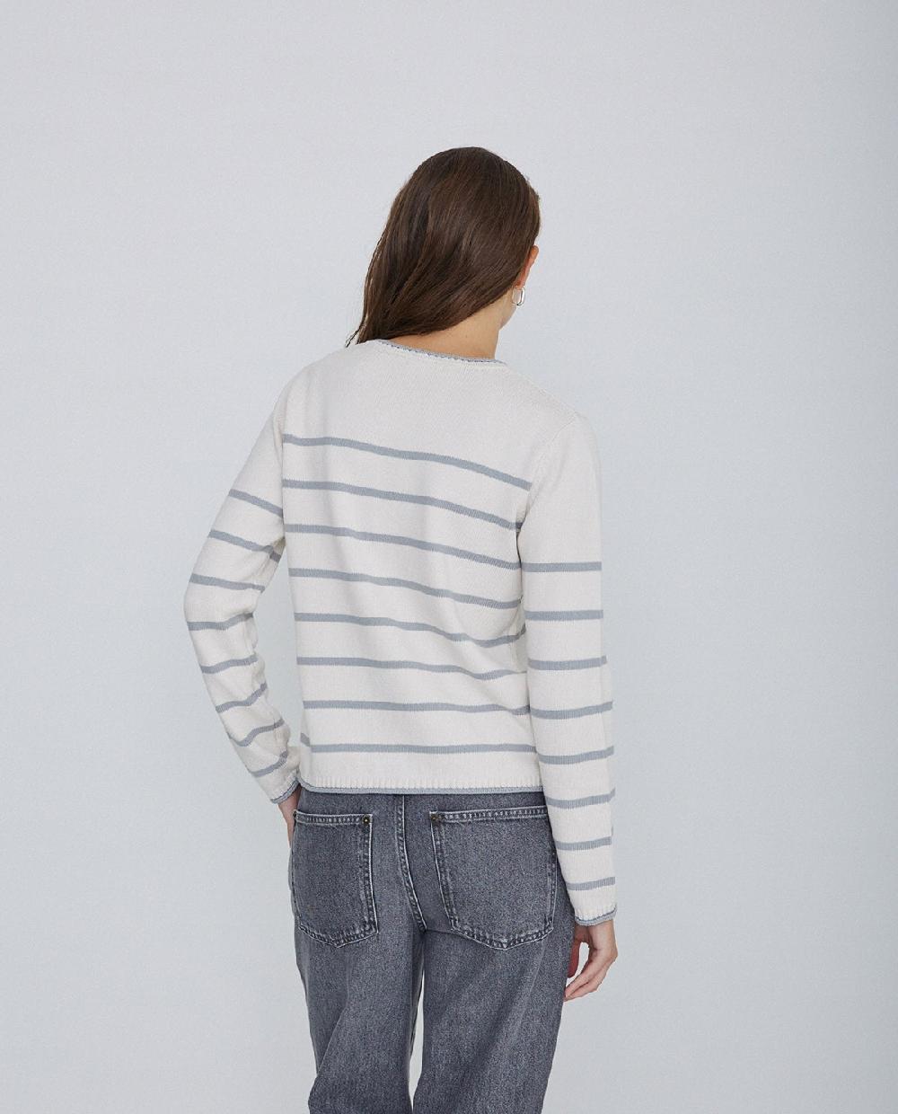 Yerse Jersey Algodón Orgánico Rayas Gris