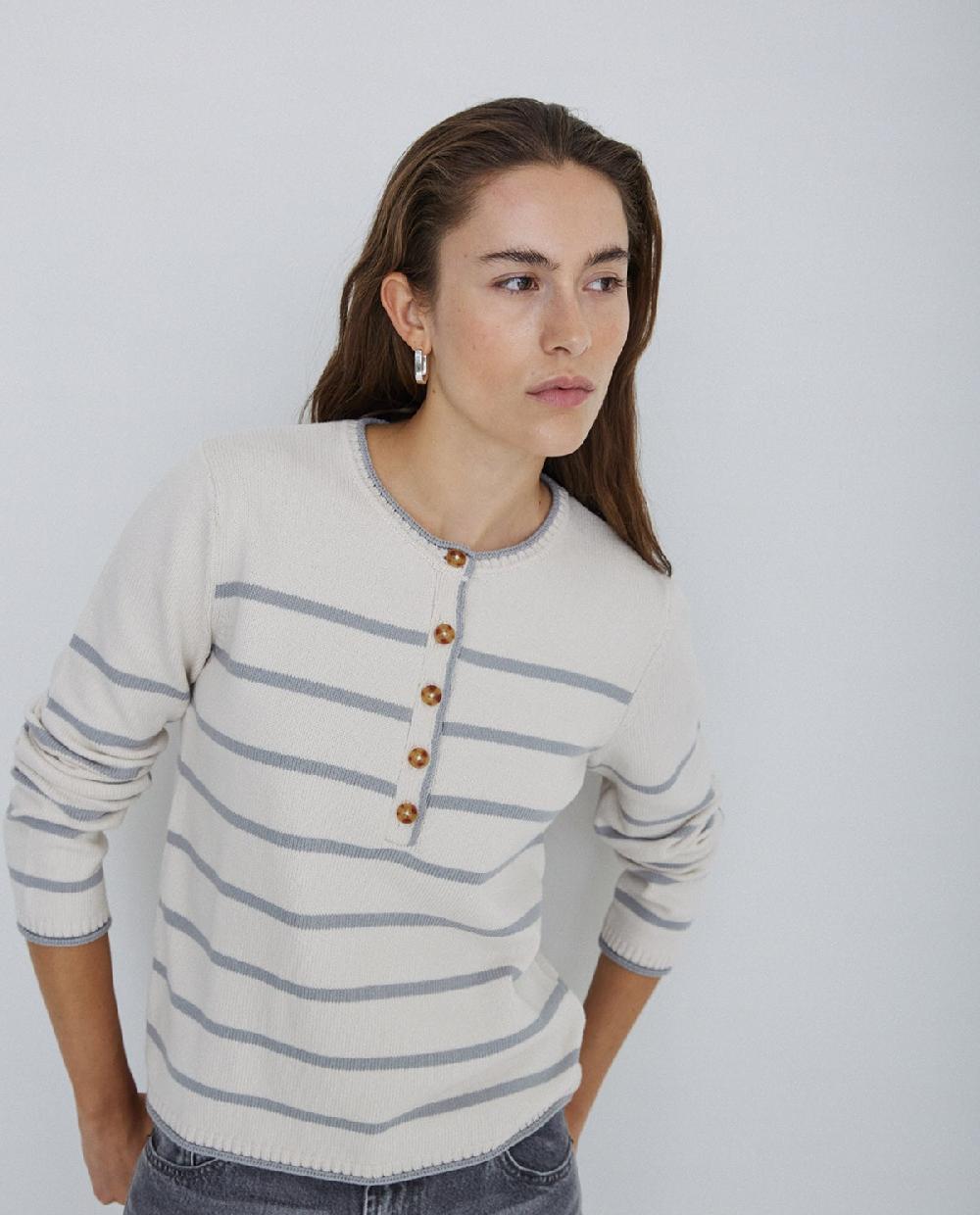 yerse Jersey algodón orgánico rayas gris