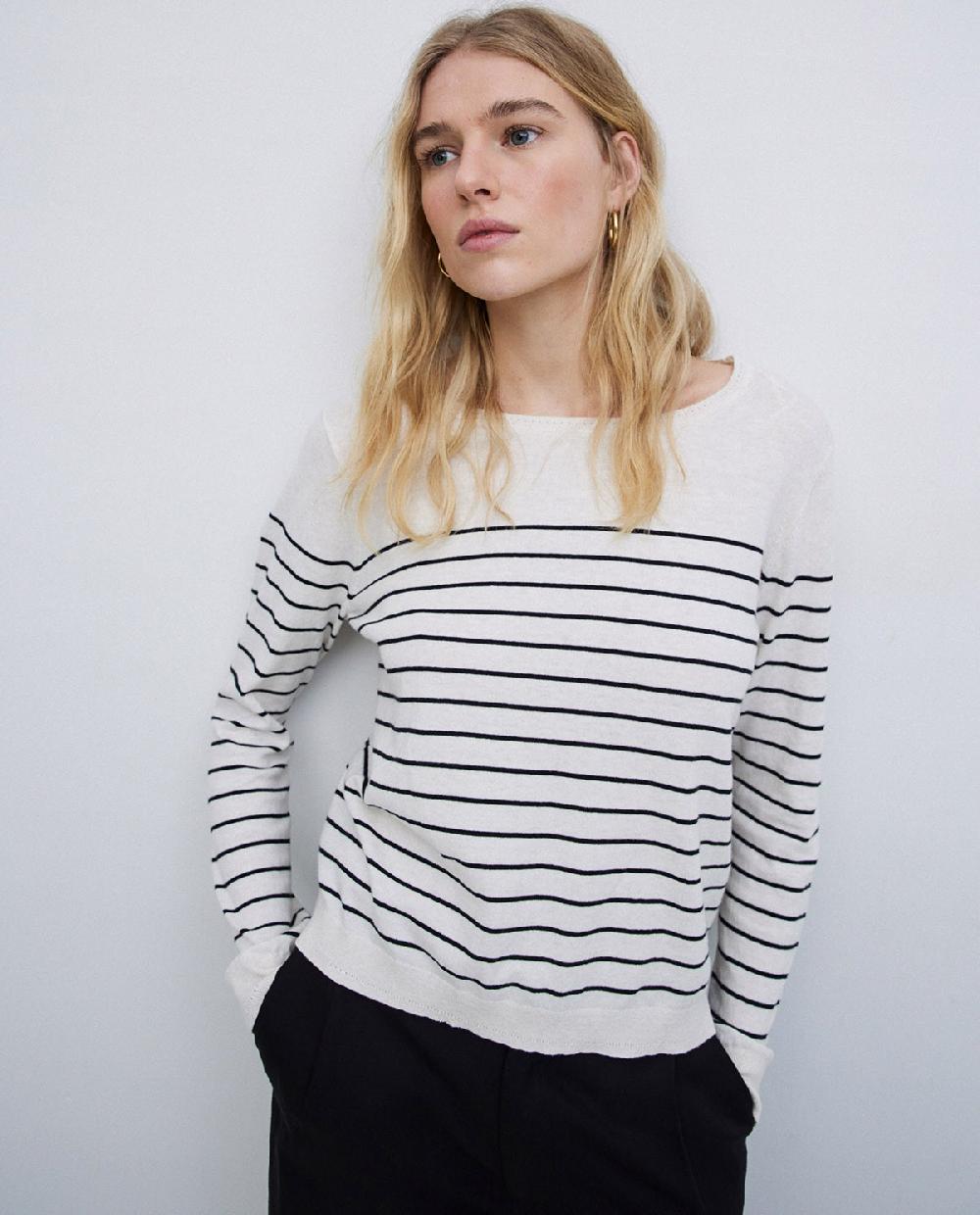 yerse Jersey básico rayas negro