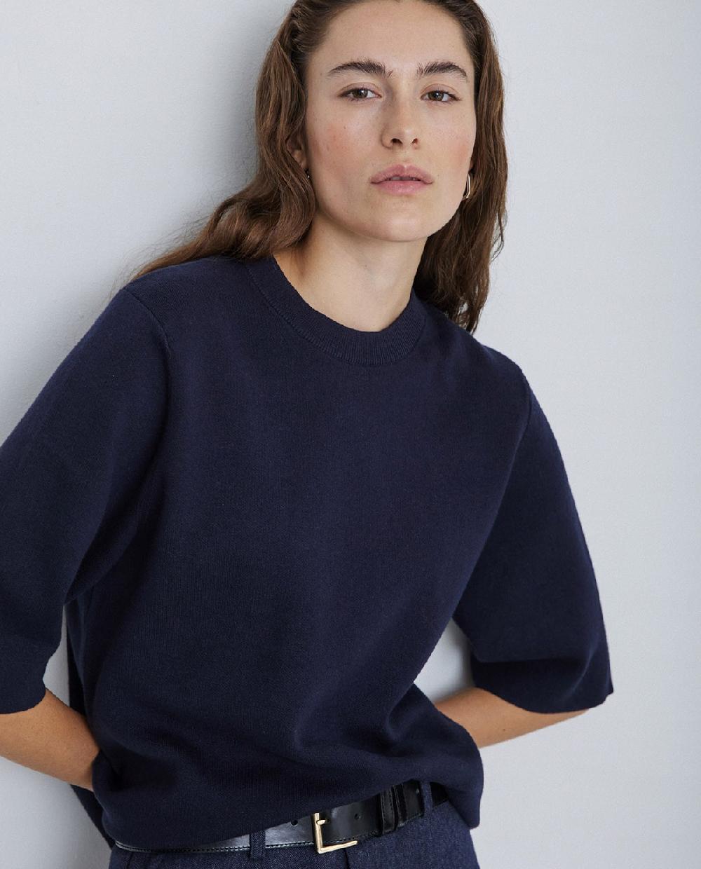 Yerse Jersey Con Cashmere Manga 3/4 Azul Marino