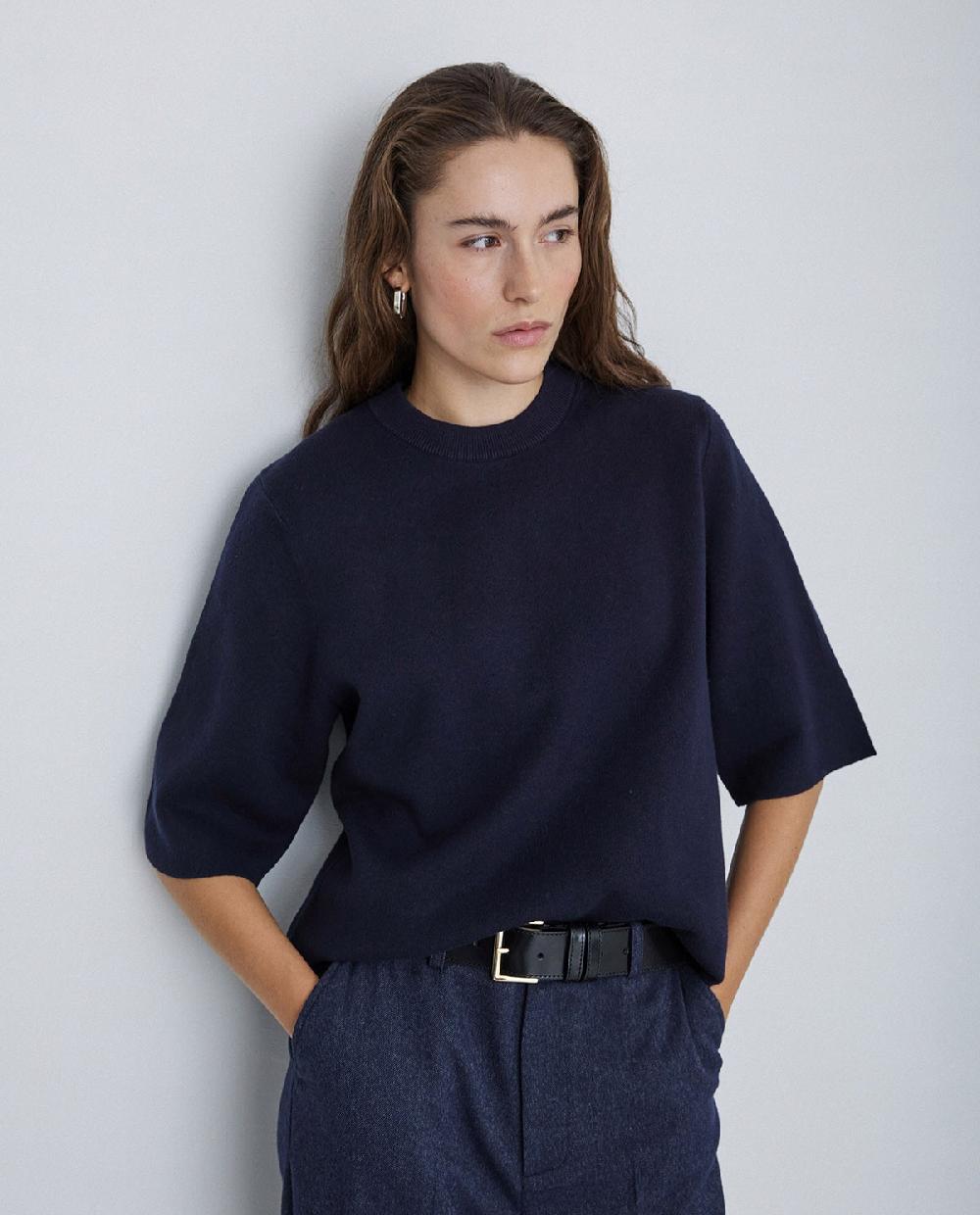 Yerse Jersey Con Cashmere Manga 3/4 Azul Marino