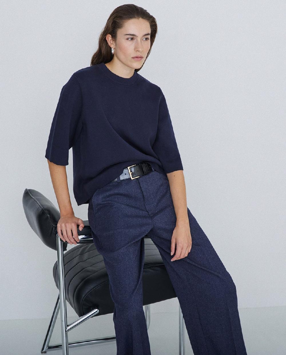 yerse Jersey con cashmere manga 3/4 azul marino