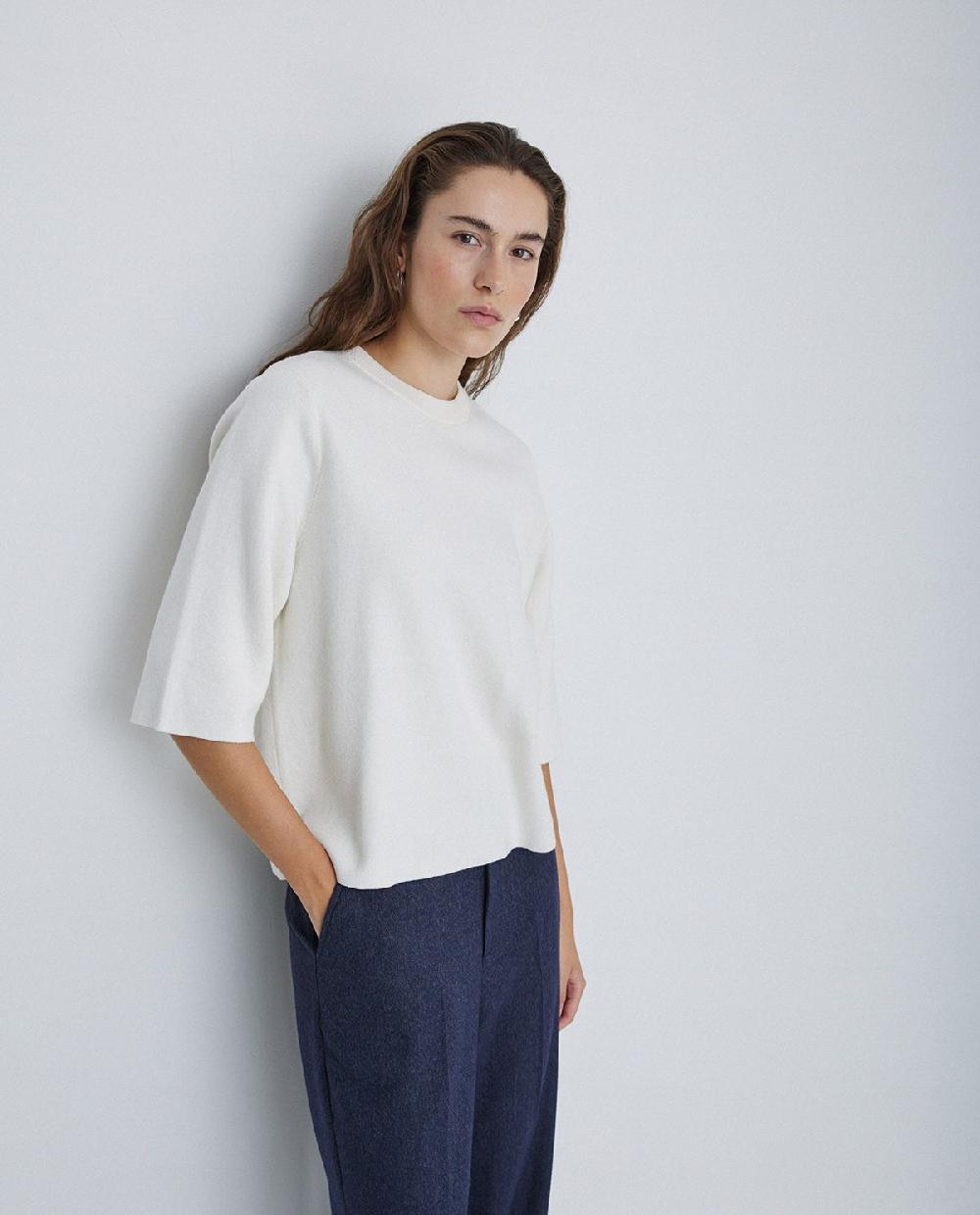 Yerse Jersey Con Cashmere Manga 3/4 Crudo