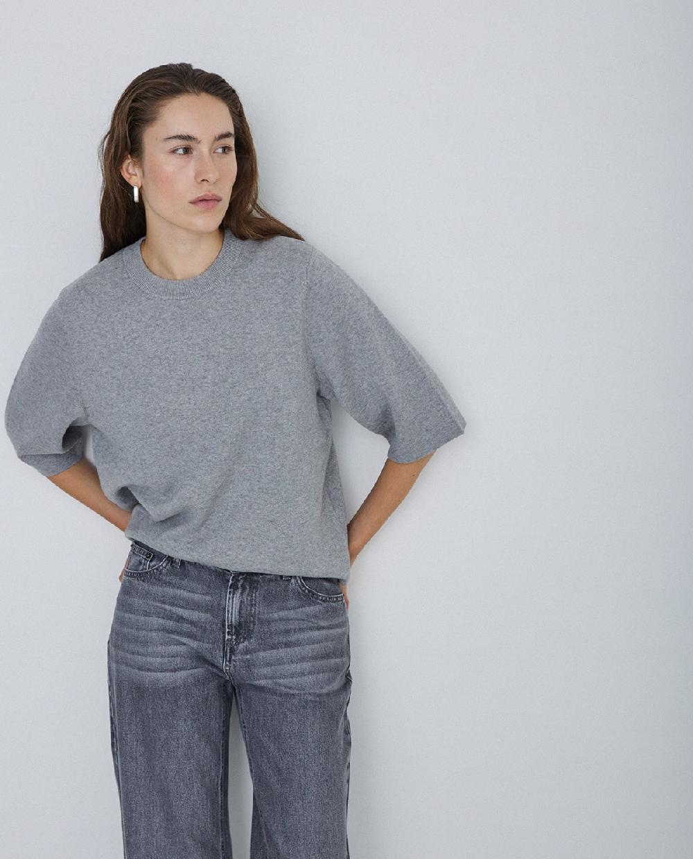 yerse Jersey con cashmere manga 3/4 gris