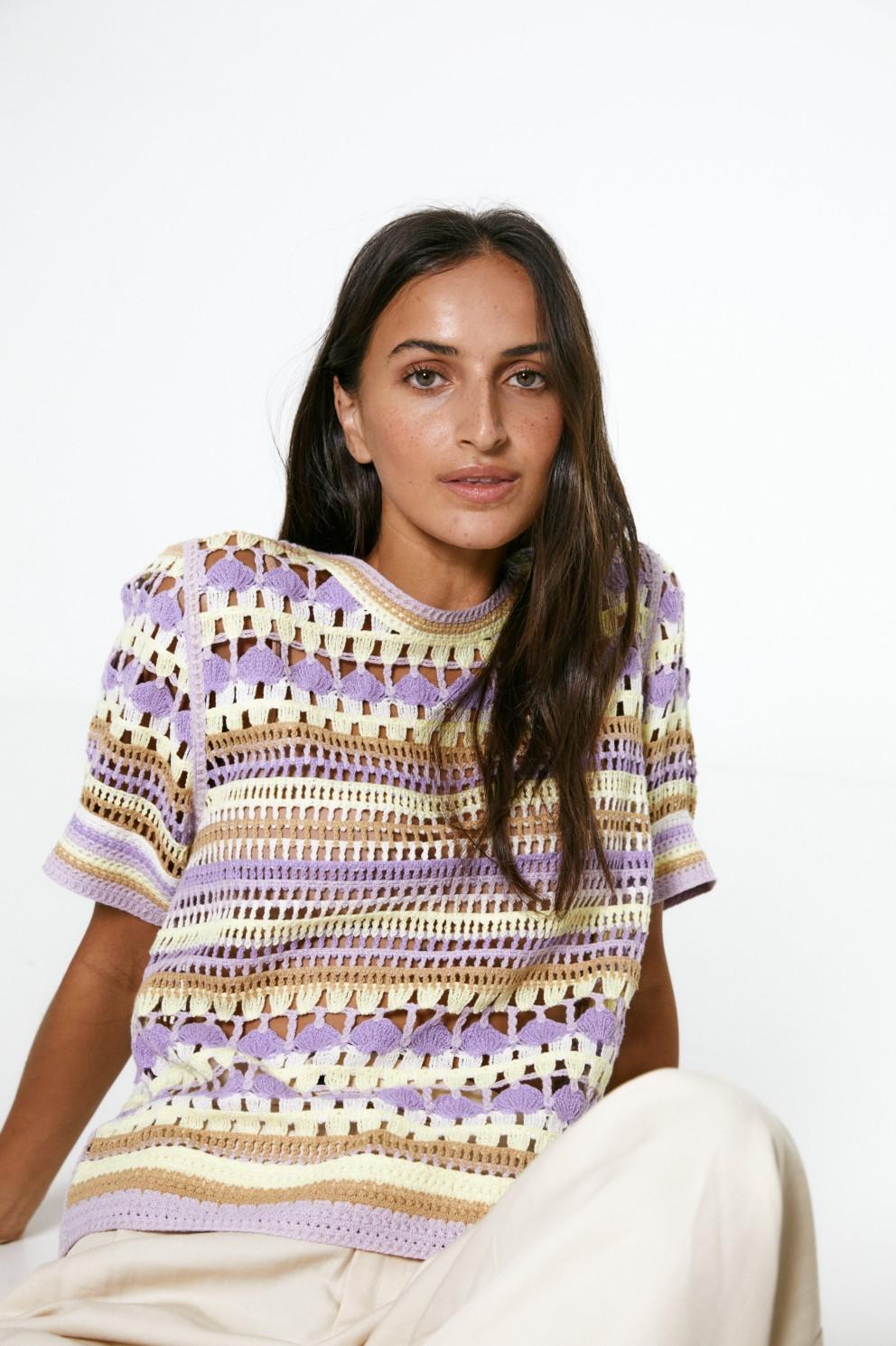 Yerse Jersey Crochet Multicolor Malva