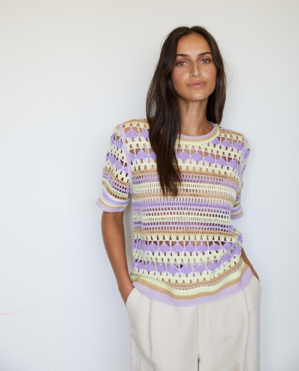 yerse Jersey crochet multicolor malva