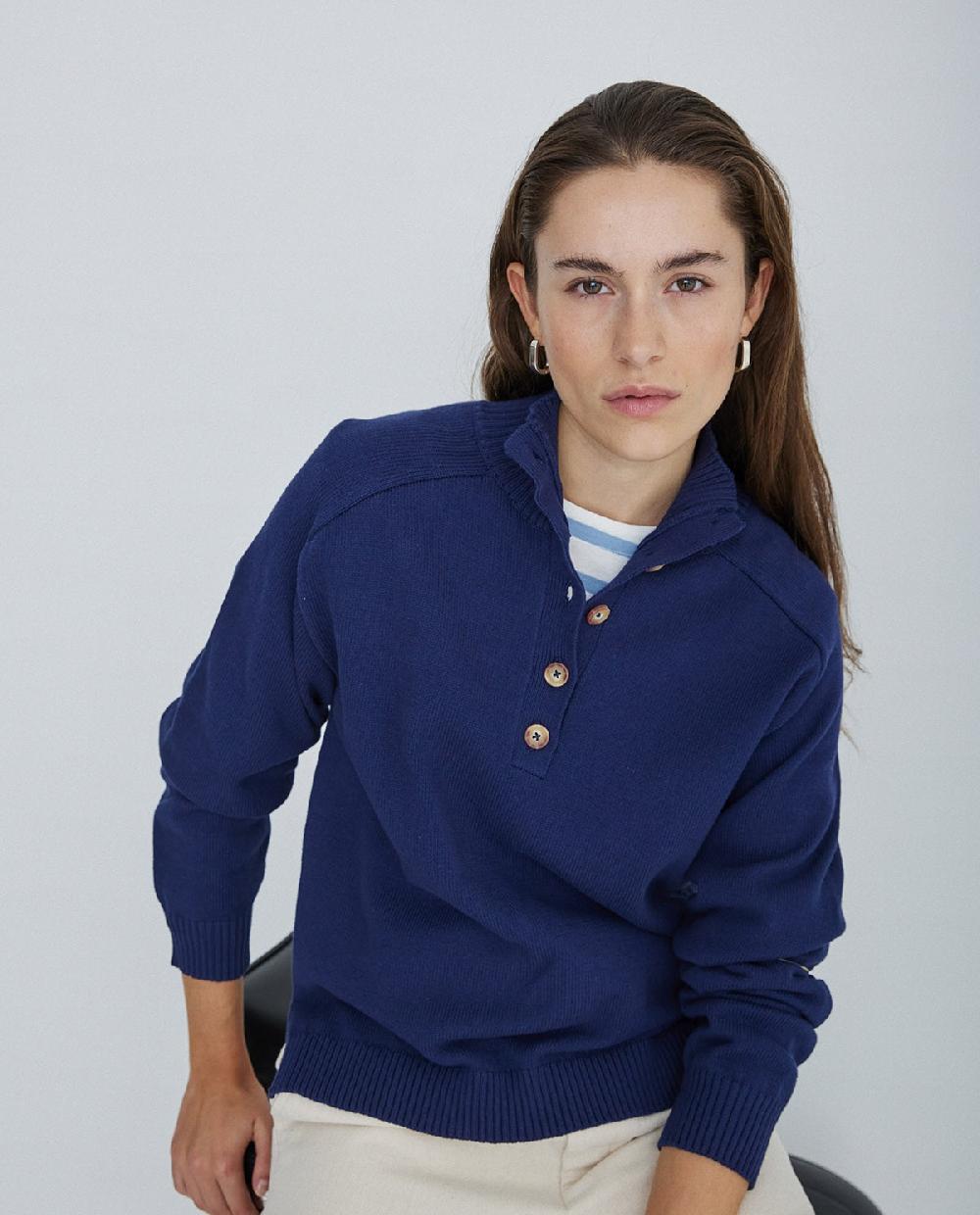 Yerse Jersey De Punto Con Botones Azul Oscuro