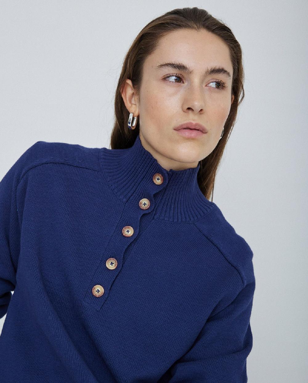 Yerse Jersey De Punto Con Botones Azul Oscuro