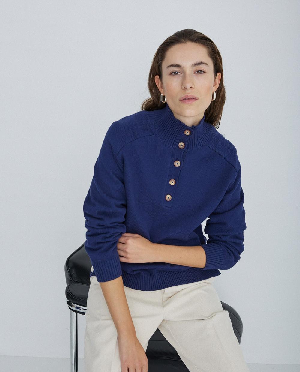 Yerse Jersey De Punto Con Botones Azul Oscuro