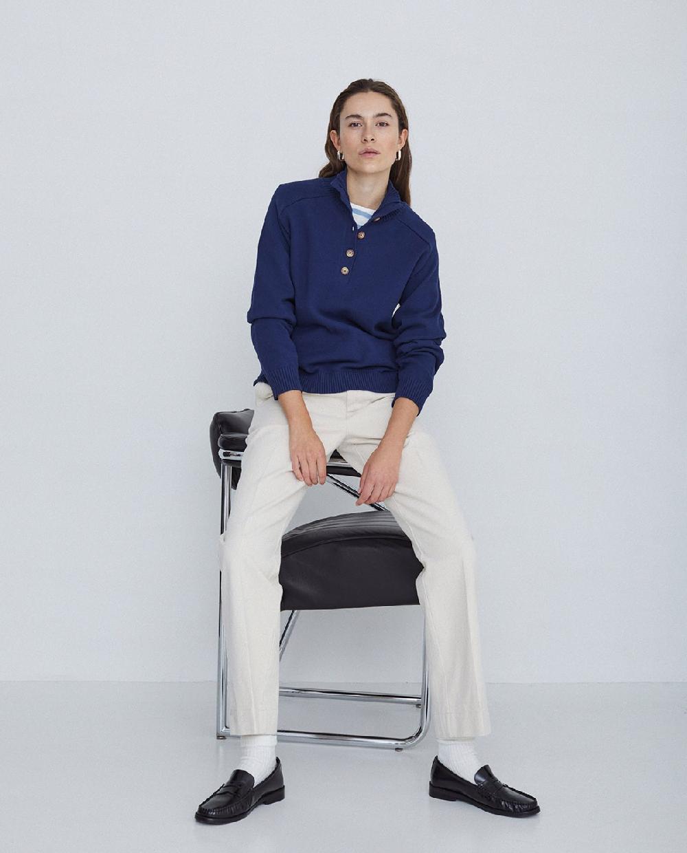 yerse Jersey de punto con botones azul oscuro