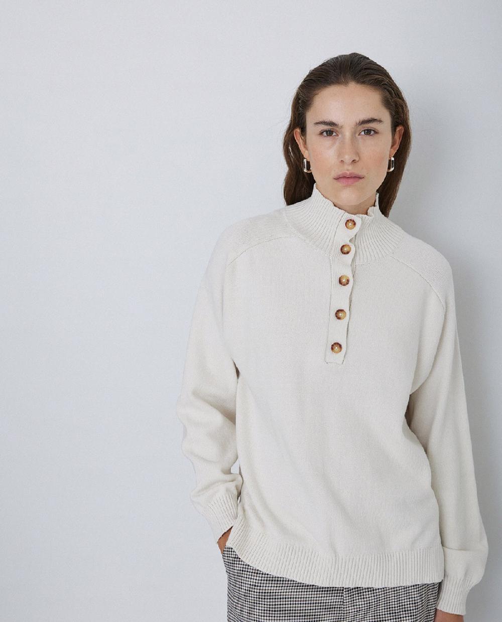 Yerse Jersey De Punto Con Botones Crudo