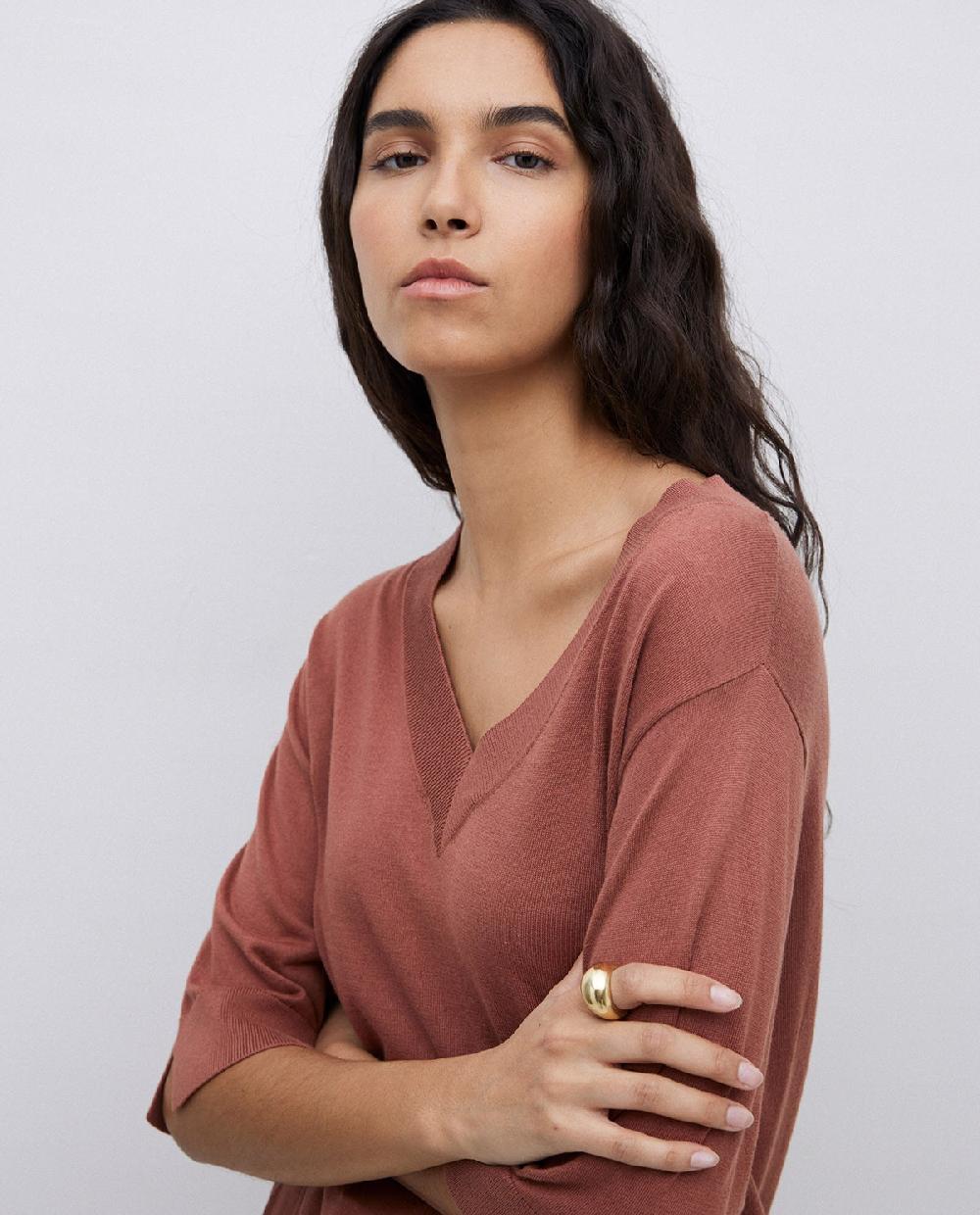 Yerse Jersey Manga Corta Terracota