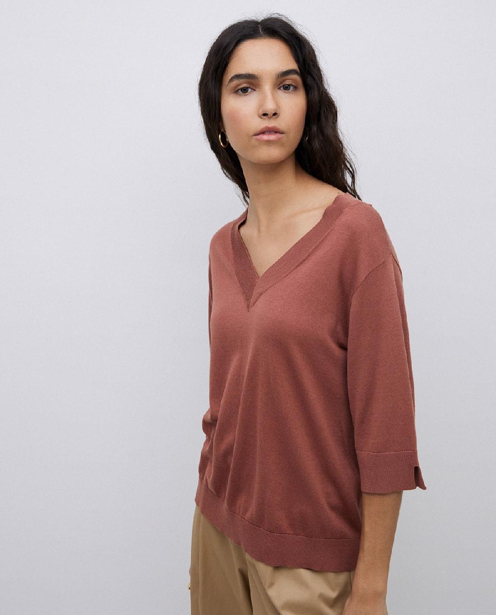 yerse Jersey manga corta terracota