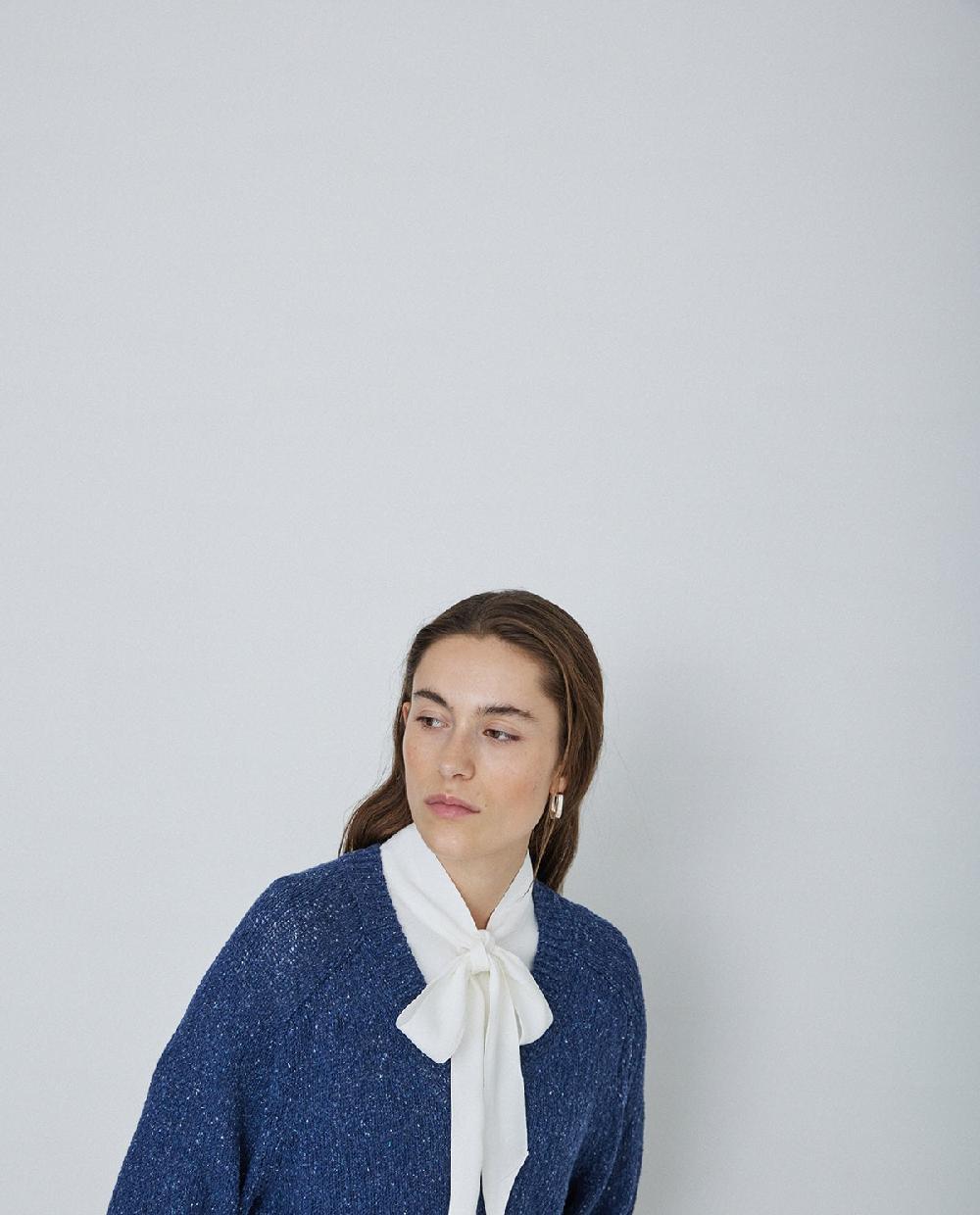 Yerse Jersey Tejido Lino Y Seda Azul Oscuro