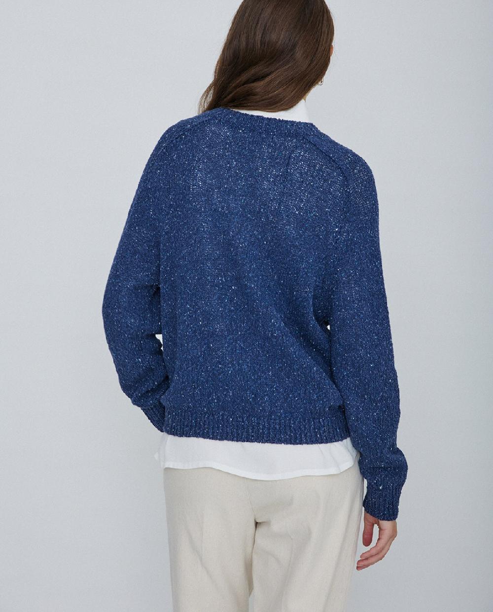 Yerse Jersey Tejido Lino Y Seda Azul Oscuro