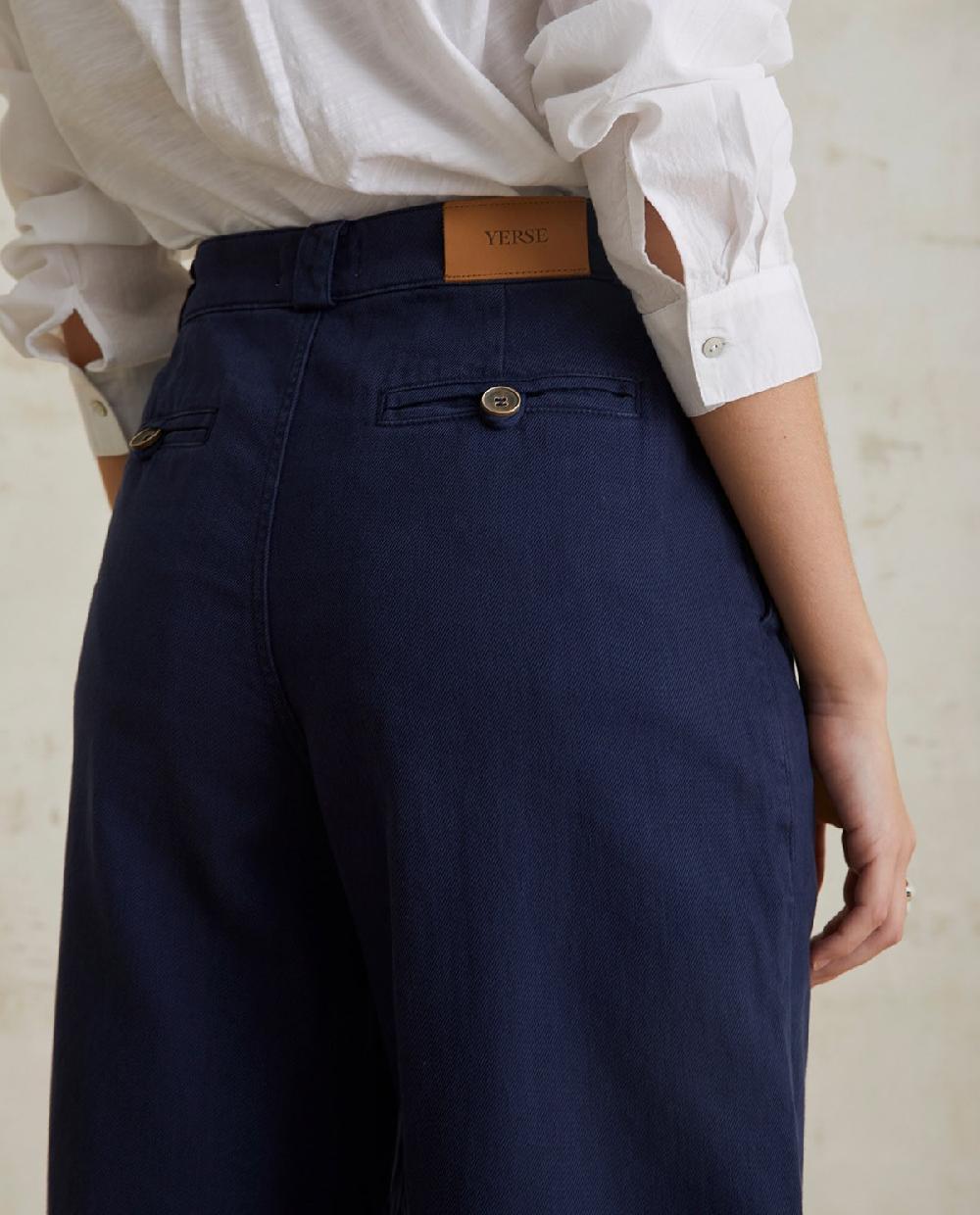 Yerse Pantalón Denim Carrot Azul Oscuro