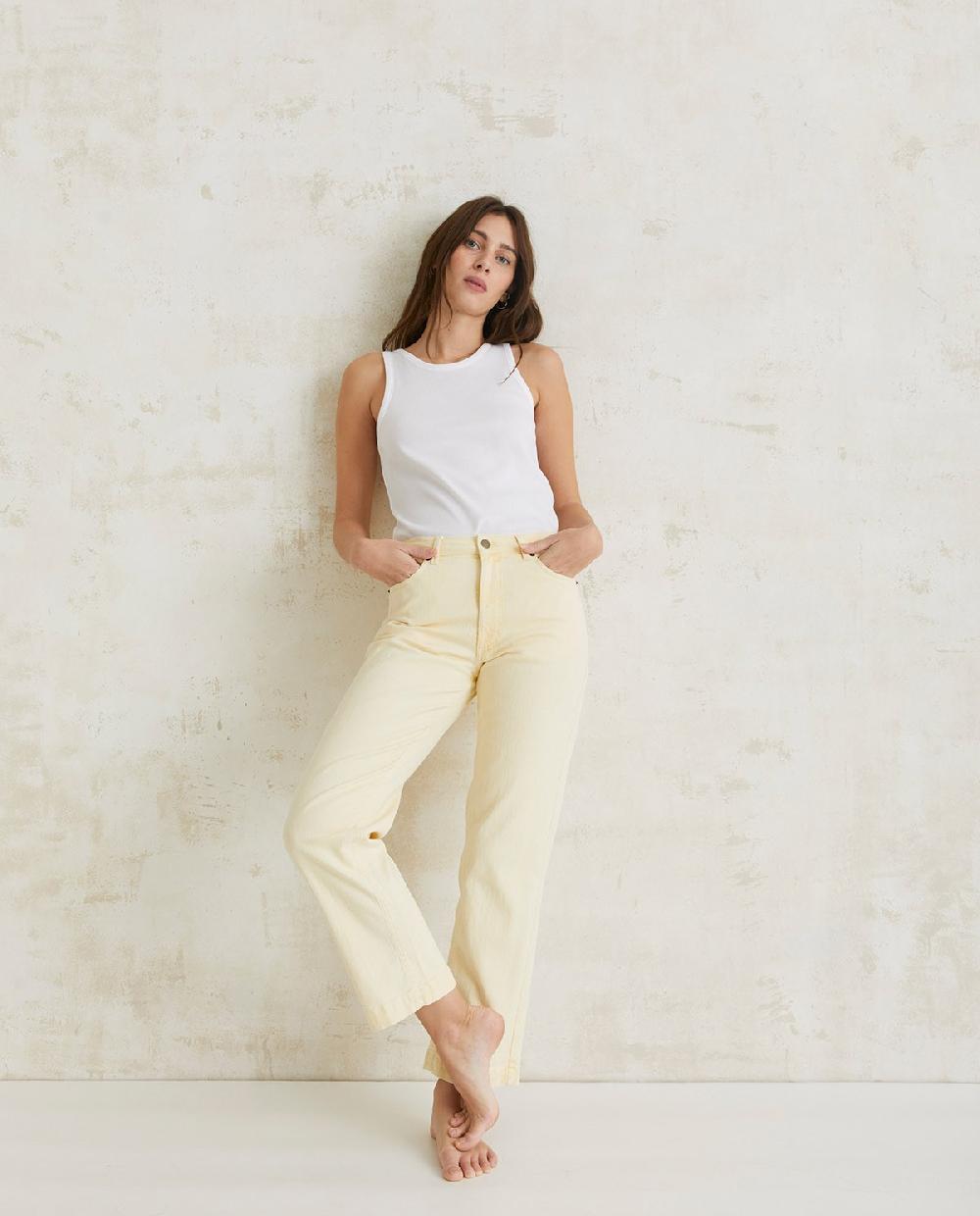 yerse Pantalón denim recto amarillo