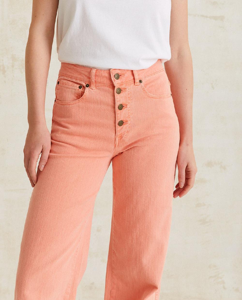 Yerse Pantalón Denim Wide Leg Salmón