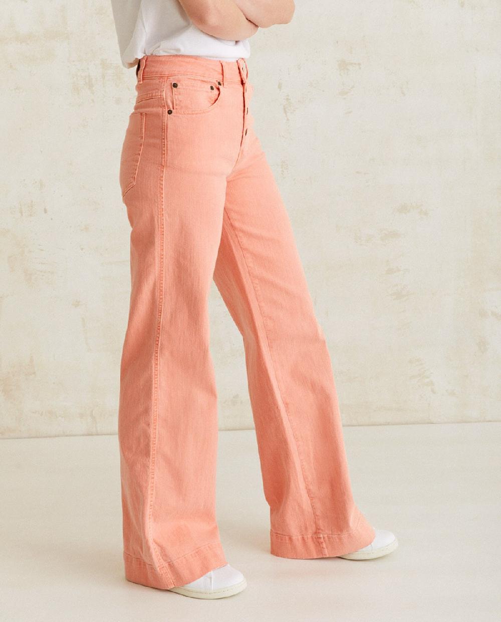 Yerse Pantalón Denim Wide Leg Salmón