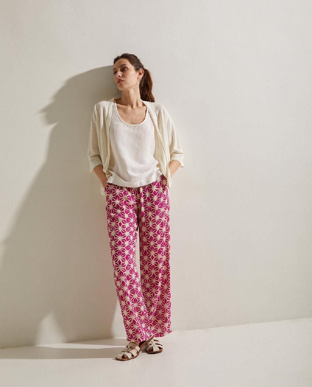 Yerse Pantalón Fluido Estampado Fuchsia