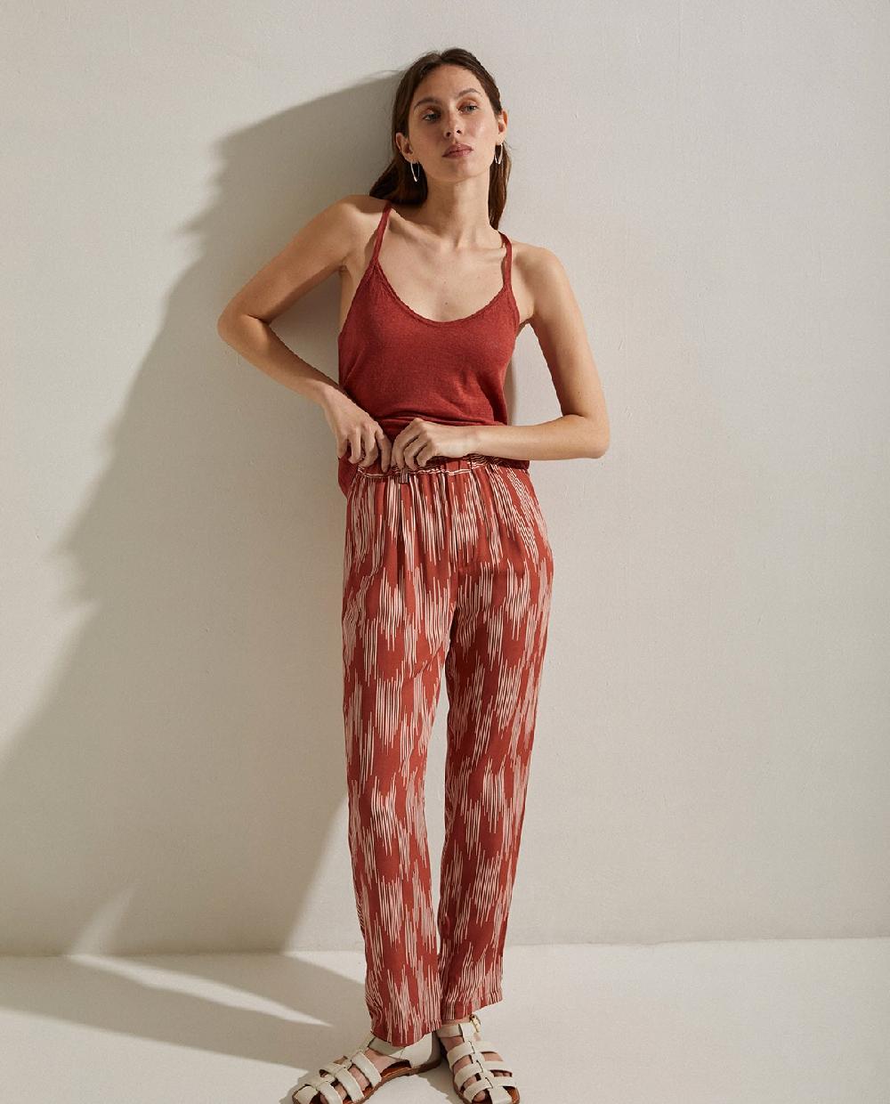 Yerse Pantalón Fluido Estampado Teja