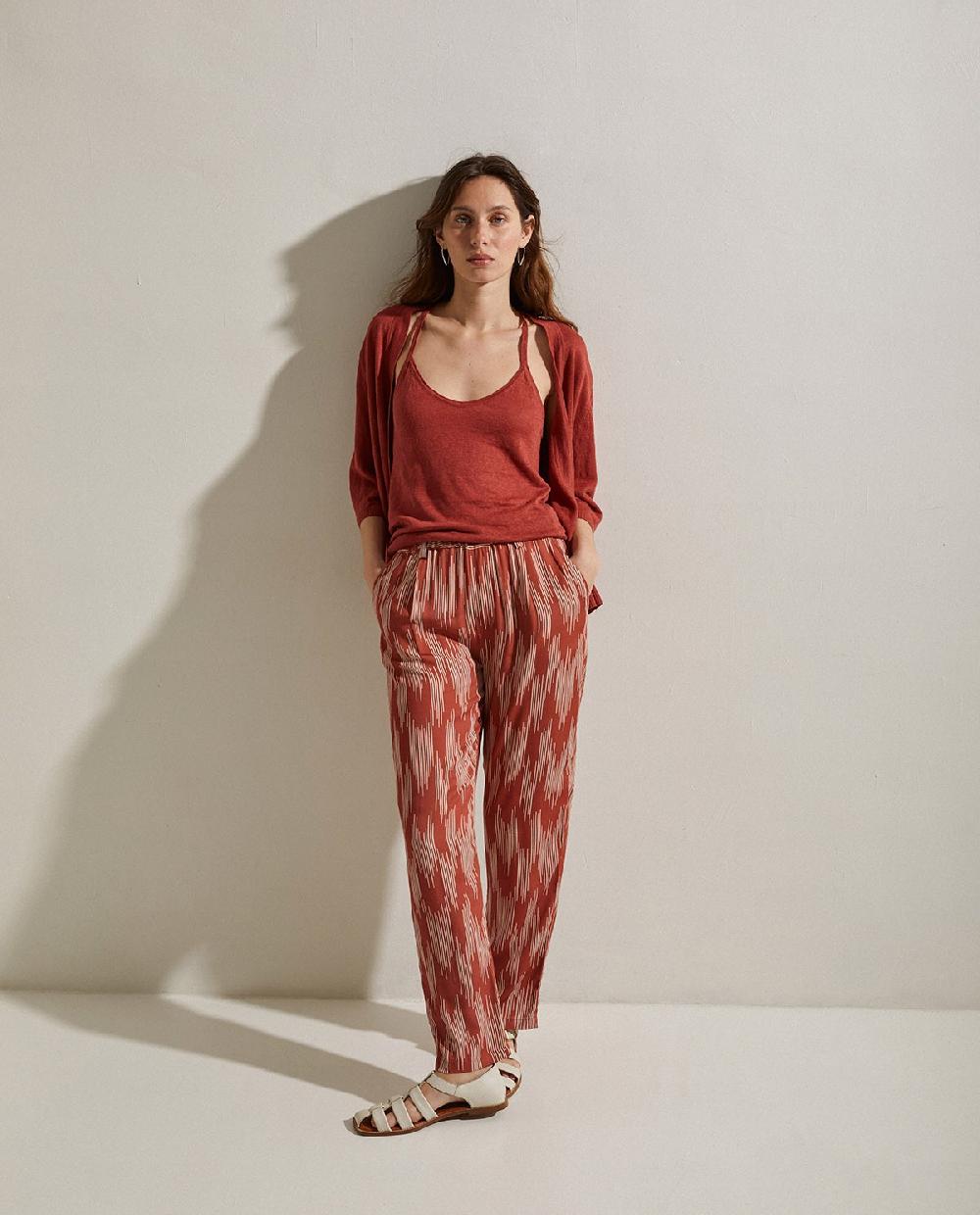 Yerse Pantalón Fluido Estampado Teja