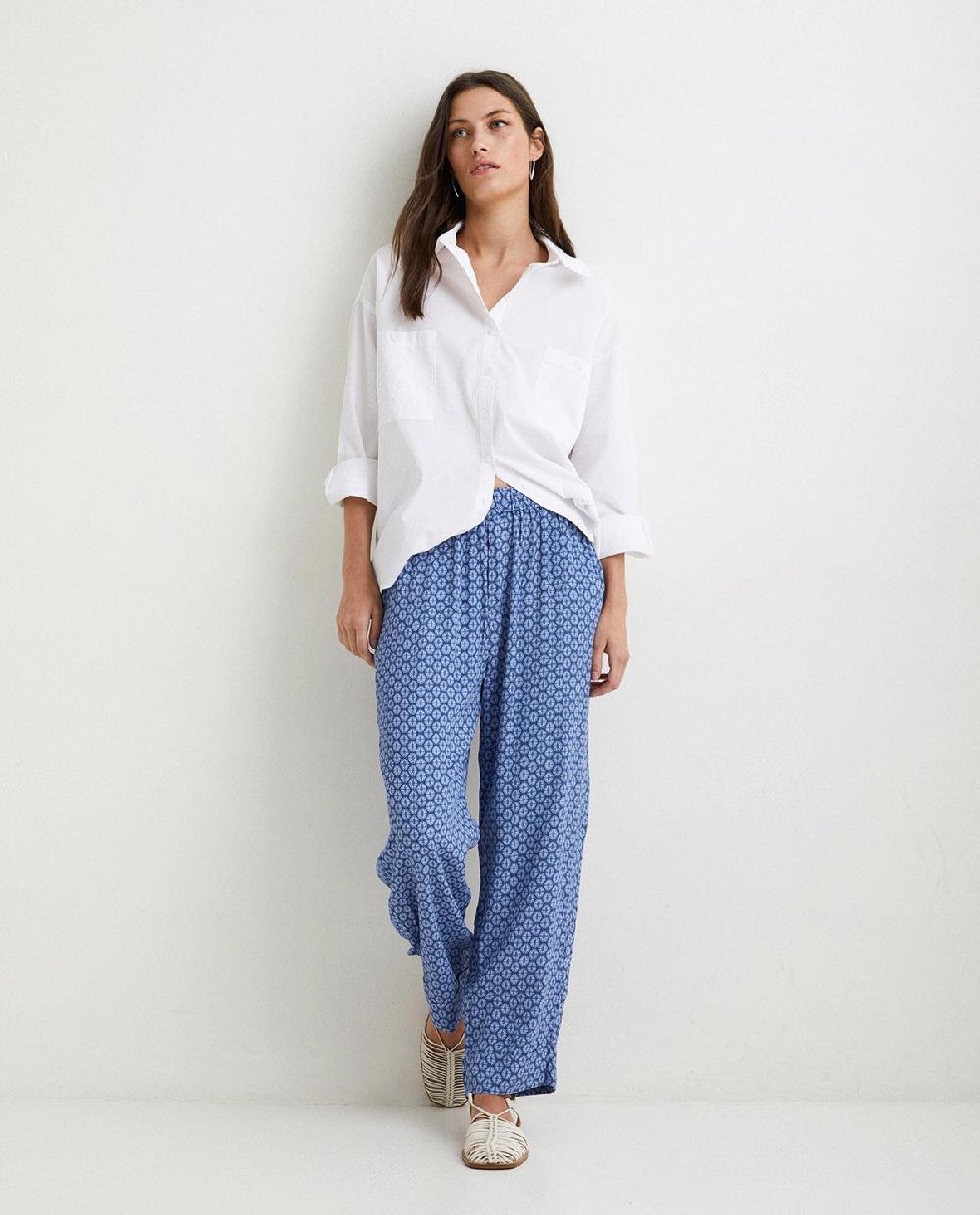 Yerse Pantalón Fluido Recto Azul