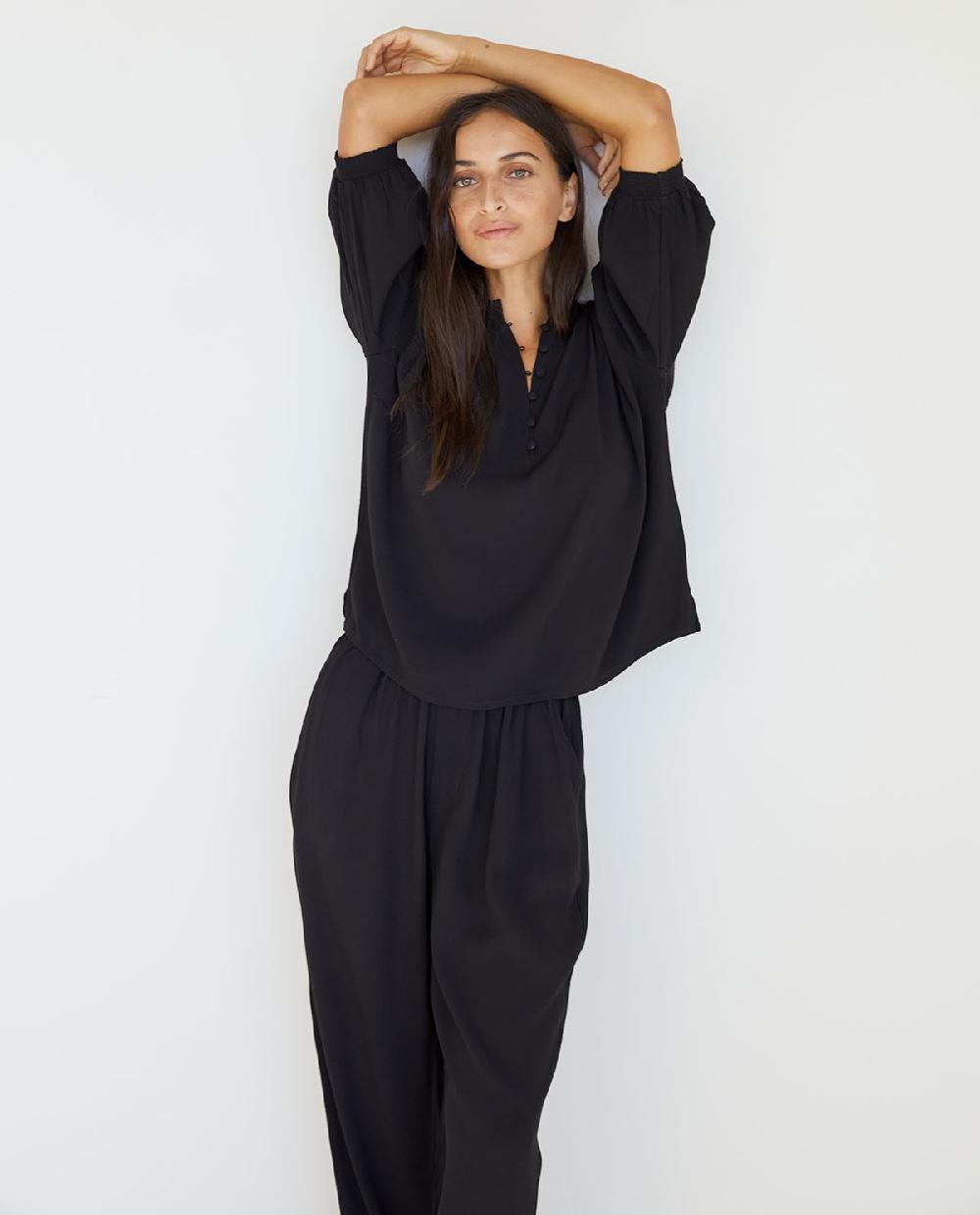 yerse Pantalón fluido recto negro