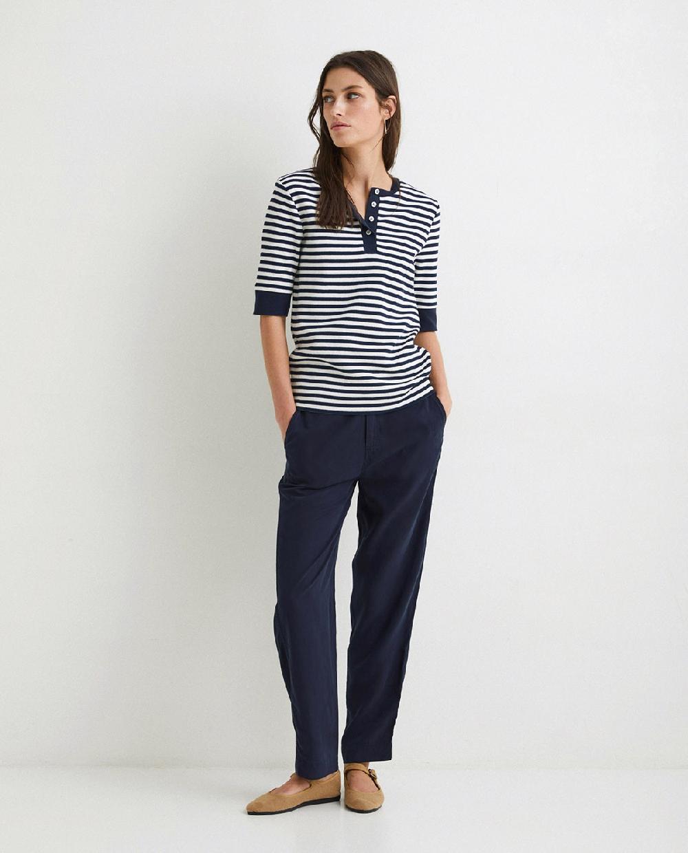 Yerse Pantalón Fluido Tencel Azul Oscuro