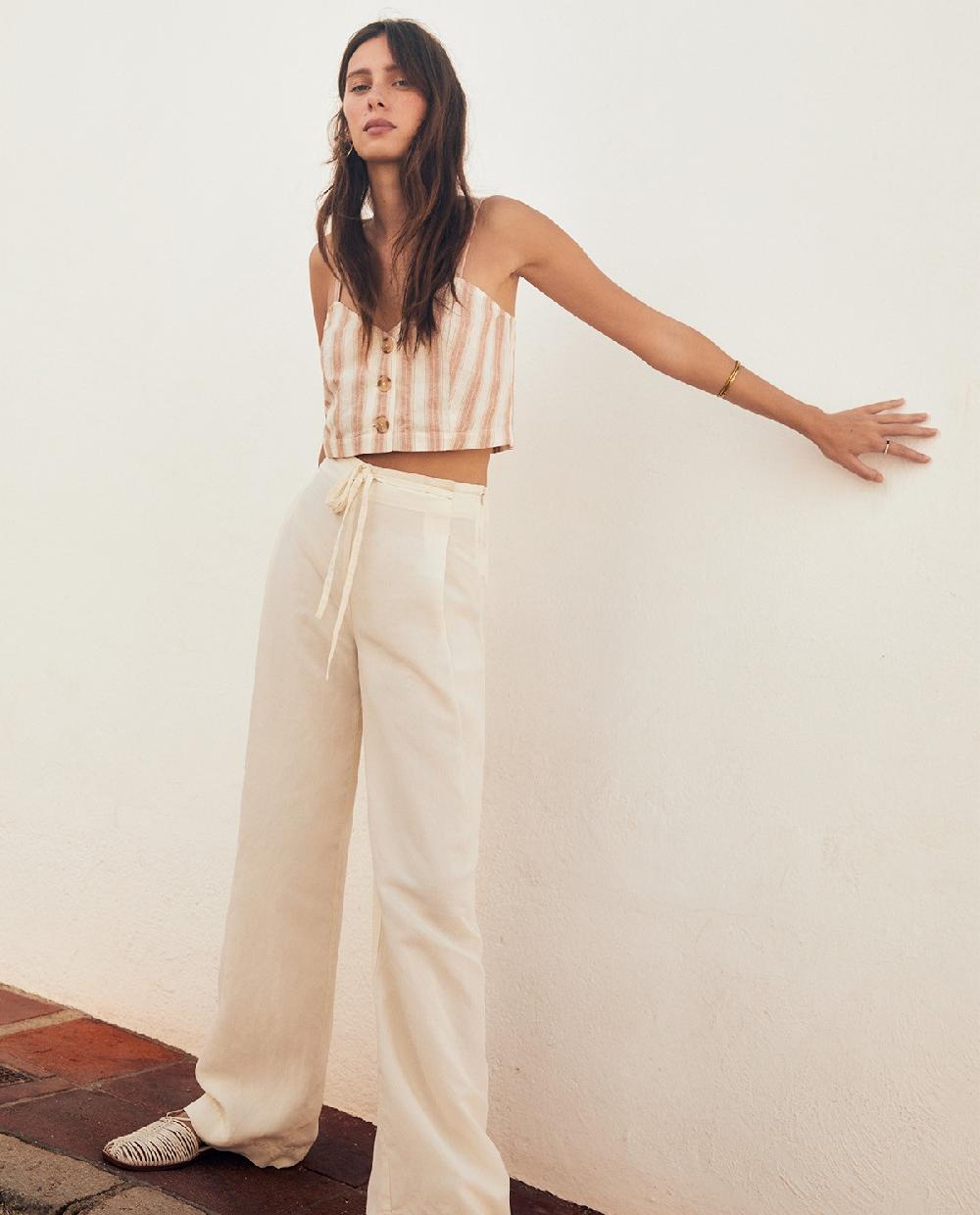 yerse Pantalón lino lazo crudo
