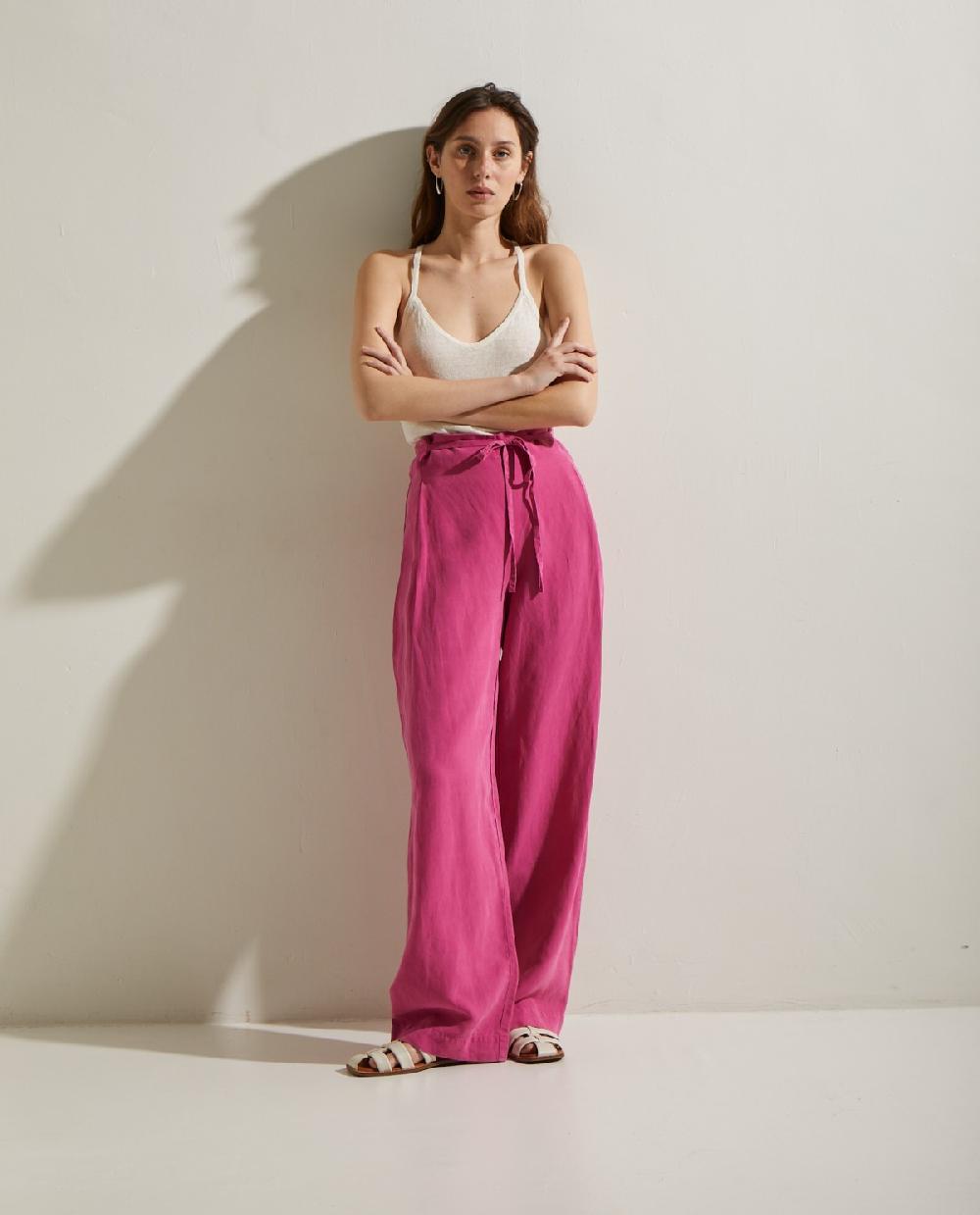 Yerse Pantalón Lino Lazo Fuchsia