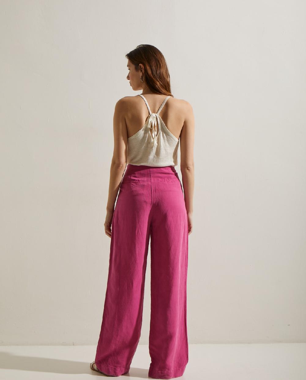Yerse Pantalón Lino Lazo Fuchsia