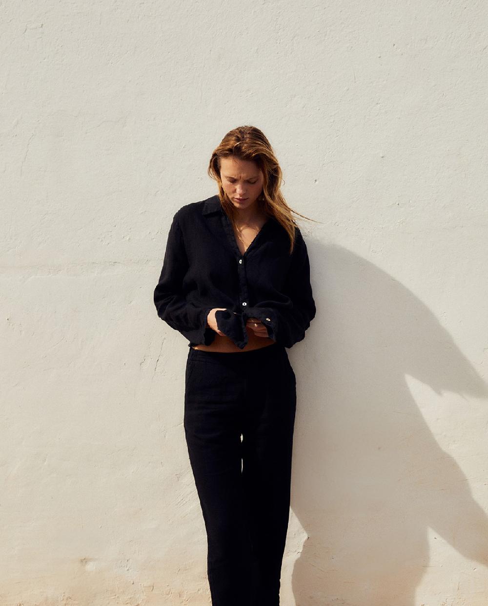 yerse Pantalón lino negro