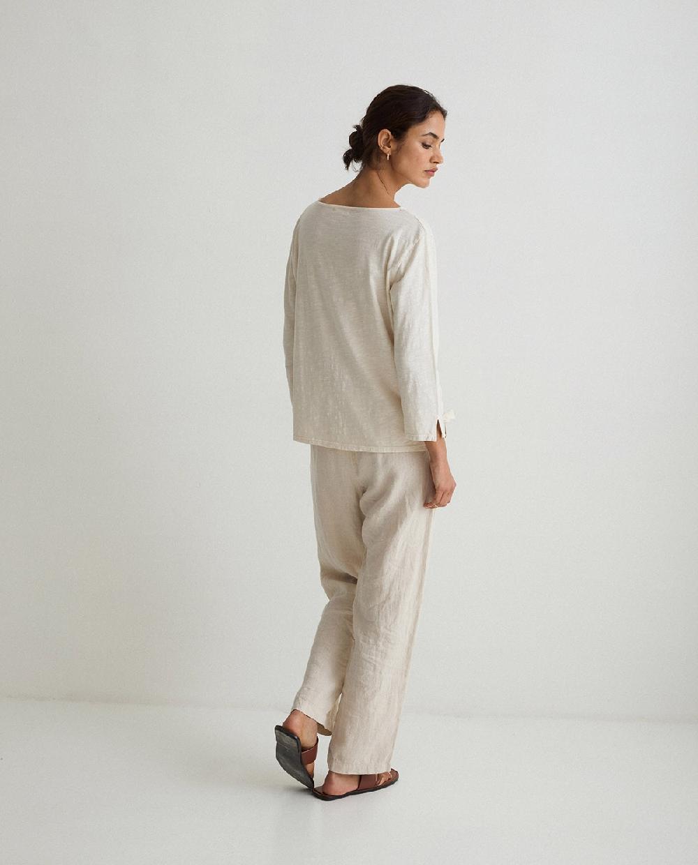 Yerse Pantalón Lino Pinzas Crudo