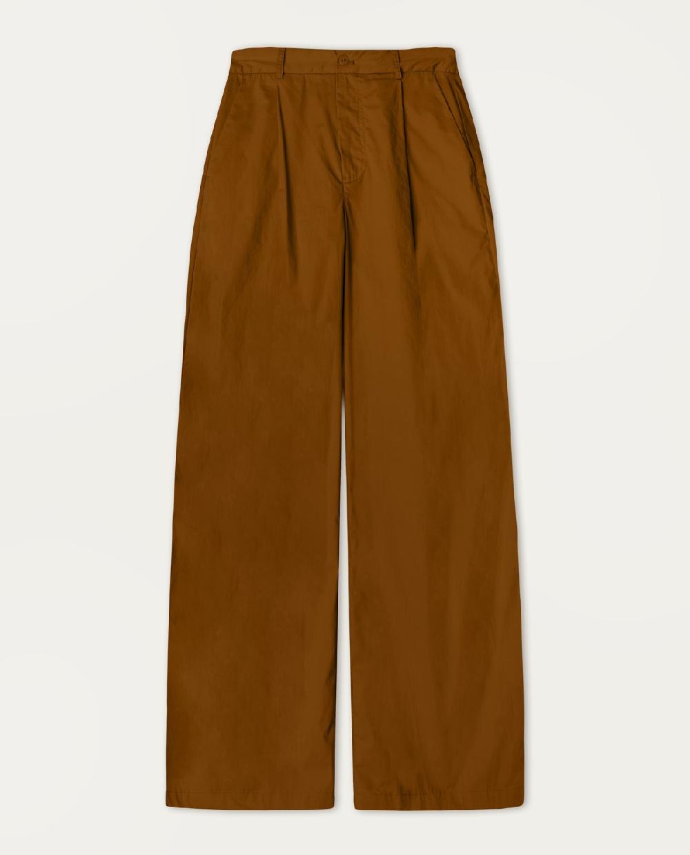 yerse Pantalones algodón wide leg chocolate