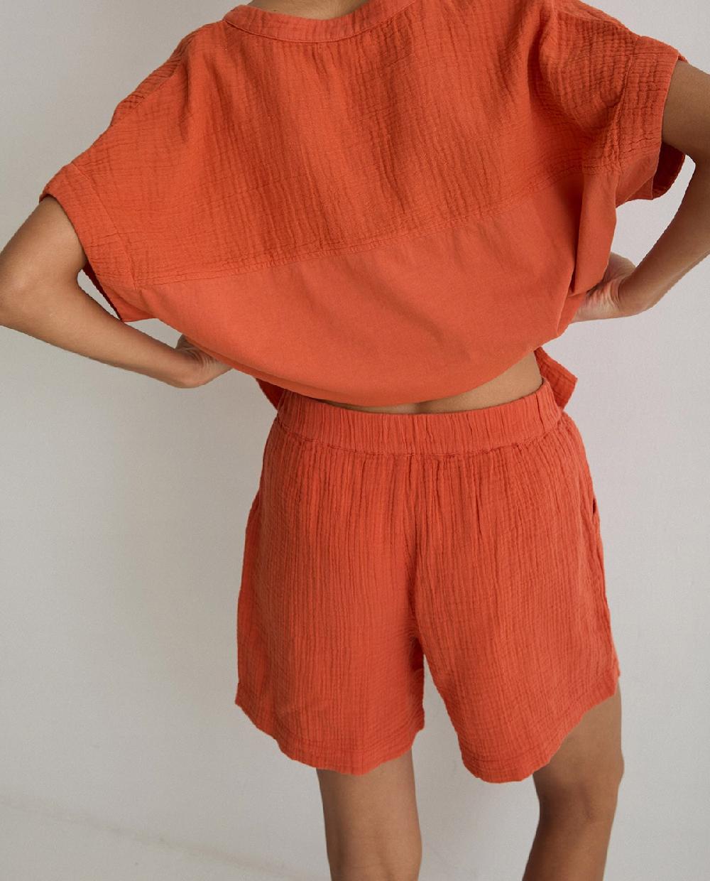 Yerse Pantalones Cortos 100% Algodón Naranja