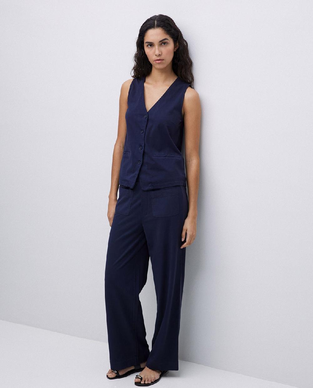 yerse Pantalones de punto algodón azul oscuro