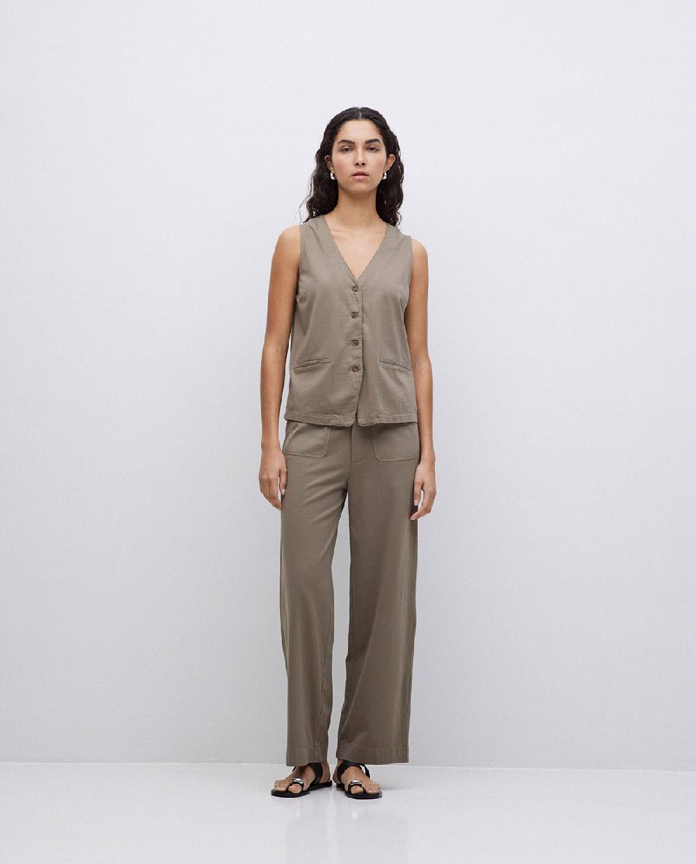 Yerse Pantalones De Punto Algodón Caqui