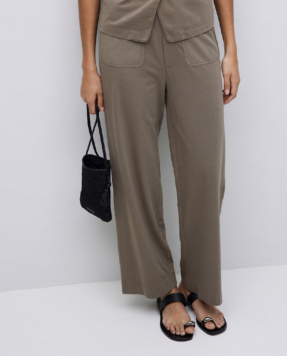 Yerse Pantalones De Punto Algodón Caqui