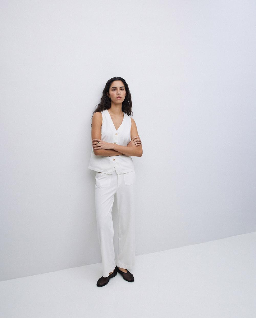 Yerse Pantalones De Punto Algodón Crudo