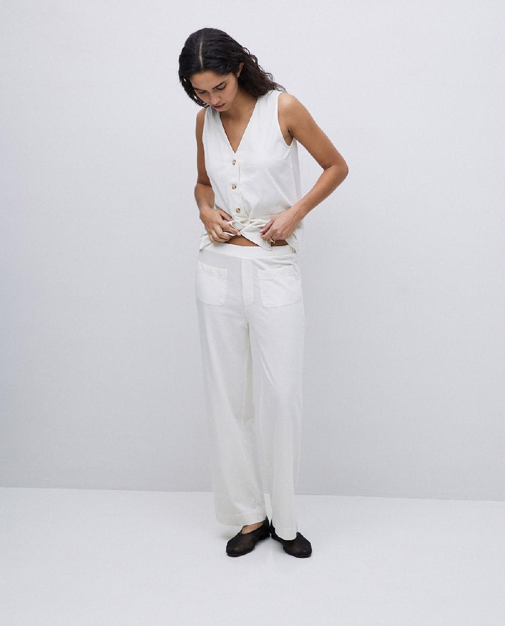 yerse Pantalones de punto algodón crudo