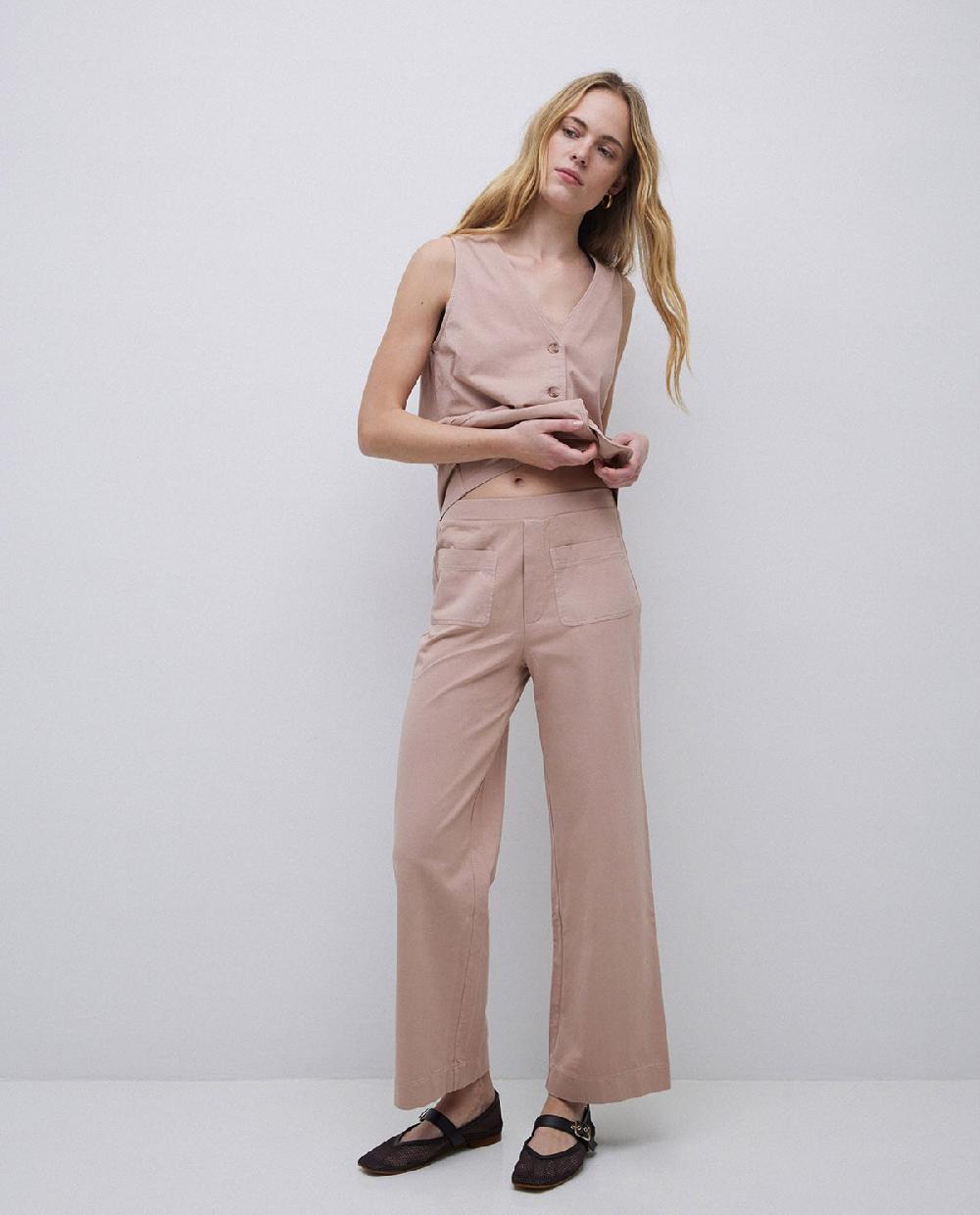 Yerse Pantalones De Punto Algodón Rosa Antiguo