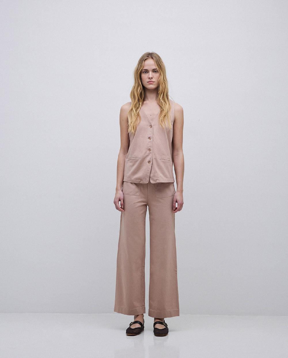 Yerse Pantalones De Punto Algodón Rosa Antiguo