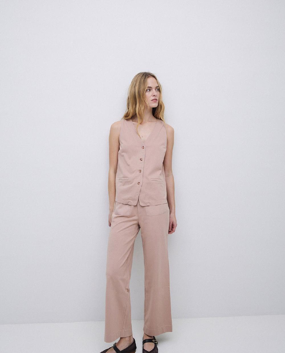 yerse Pantalones de punto algodón rosa antiguo