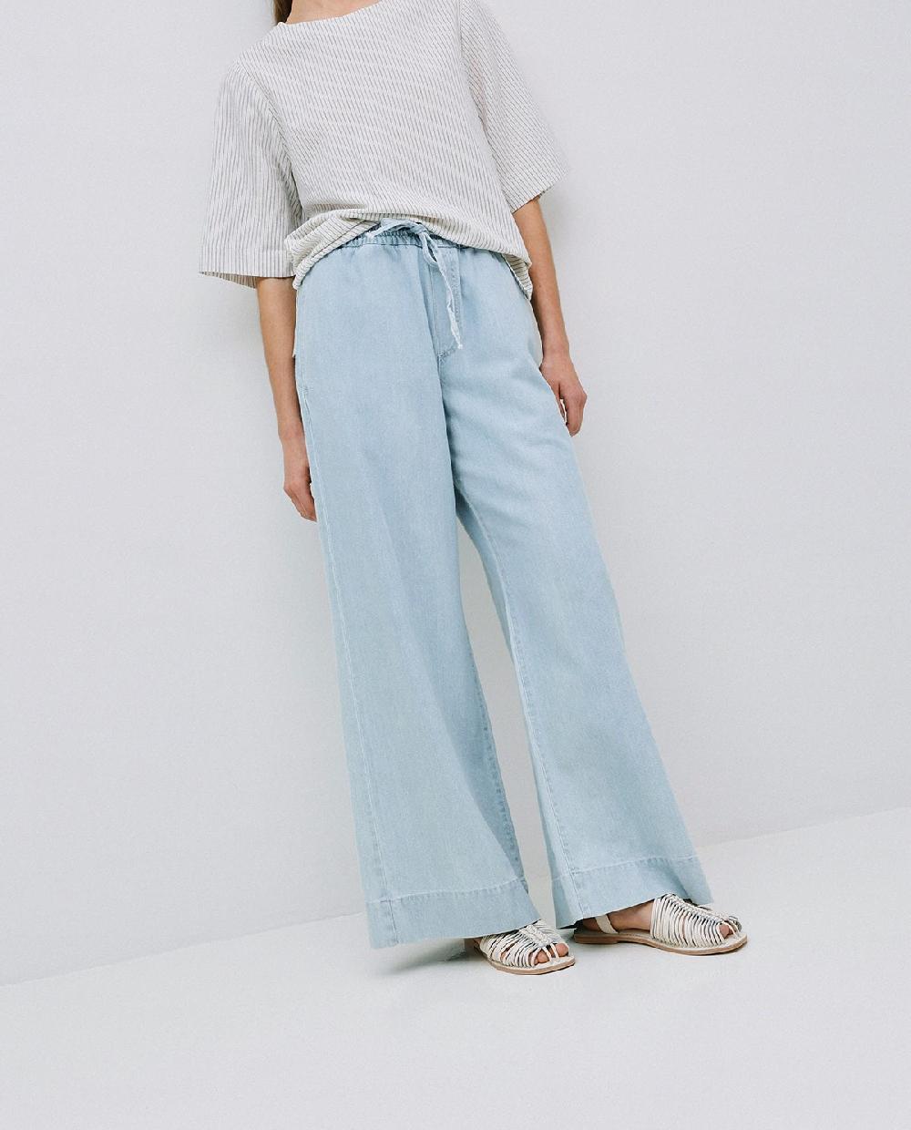 Yerse Pantalones Palazzo Denim Azul