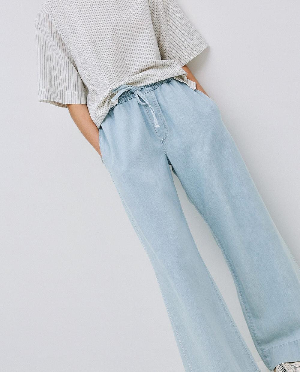Yerse Pantalones Palazzo Denim Azul