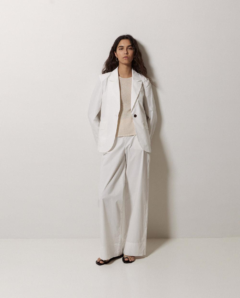 yerse Pantalones popelín wide leg blanco